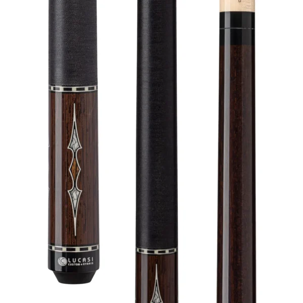 Lucasi Custom Black Palm & Bocote/White Recon Cue with Black Linen Wrap