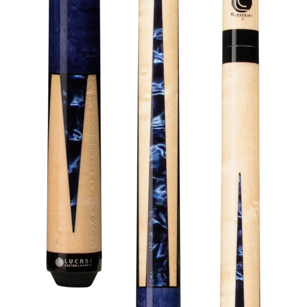 Lucasi Custom Deep Blue Stained/Nat Super Birdseye Wrapless Cue