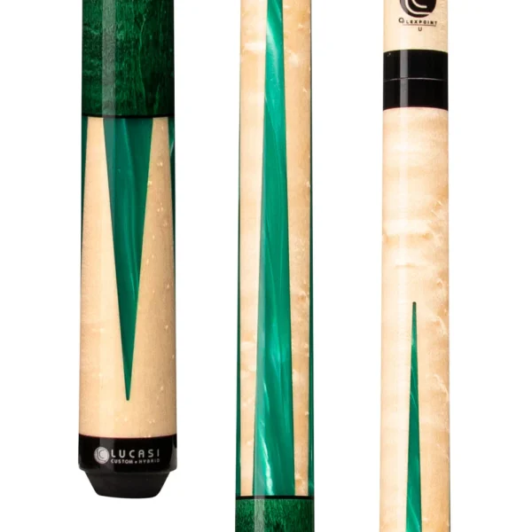 Lucasi Custom Emerald Stained & Natural Supr Birdseye Wrpless Cue