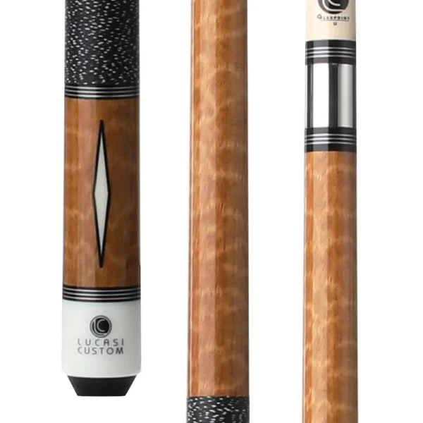 Lucasi Custom Exotic Apitong Diamond Series Cue/BLK/WT Linen Wrap