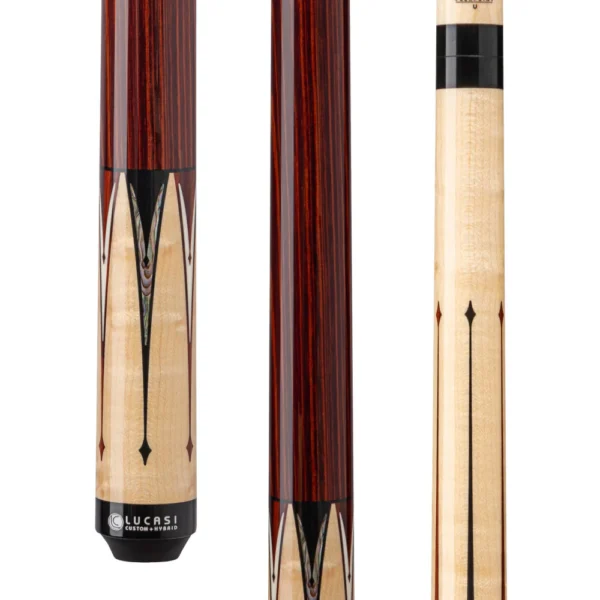 Lucasi Custom Natural Birdseye Maple & Black/White Mother of Pearl Inlays Wrapless Cue