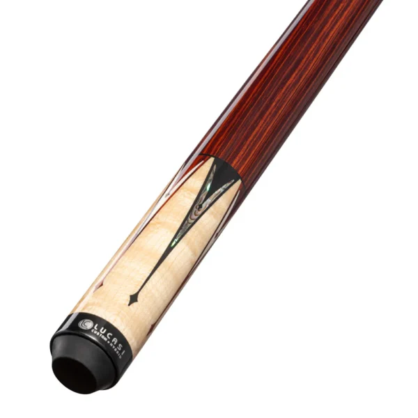 Lucasi Custom Natural Birdseye Maple & Black/White Mother of Pearl Inlays Wrapless Cue - Image 3