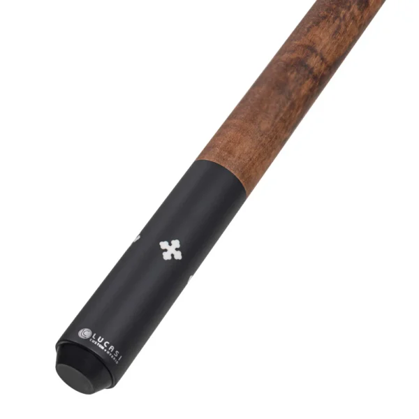 Lucasi Custom Walnut Curly Maple & Matte Black/Imitation Bone Wrapless Cue - Image 3