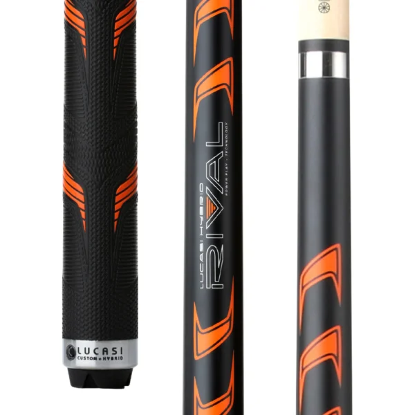 Lucasi Hybrid Rival Black & Metallic Orange Matte Finish Cue with Rival G5 Grip