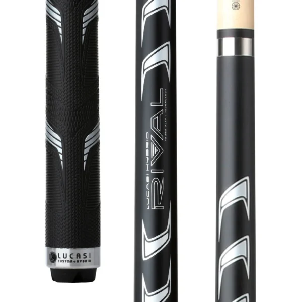 Lucasi Hybrid Rival Black & Metallic Silver Matte Finish Cue with Rival G5 Grip