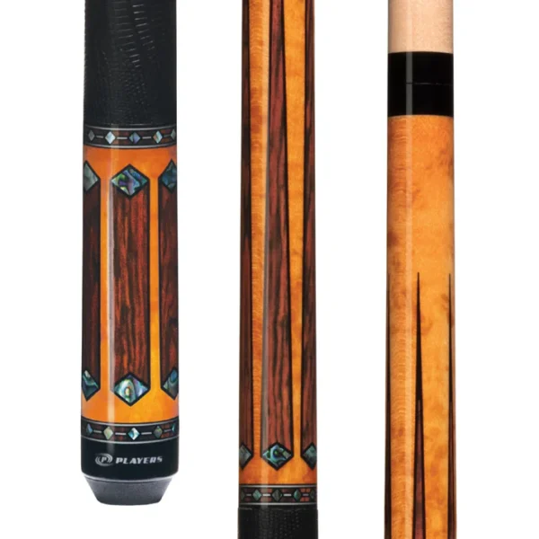 Players Gold Stain Maple & Cocobolo Cue/Embossed Leather Wrap