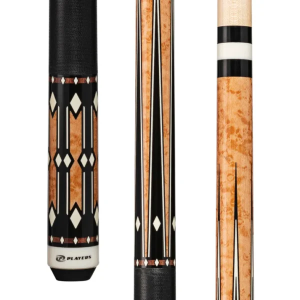 Players Light Coffee Birdseye/Imitation Bone Cue/Black Linen Wrap