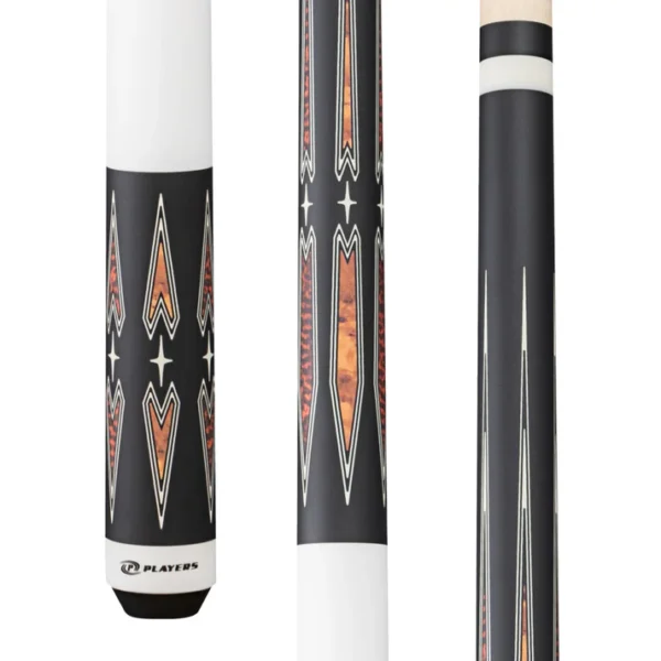 Players Matte Black & White Wrapless Cue