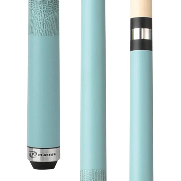 Players Sky Blue Matte Cue with Embossed Leather Wrap