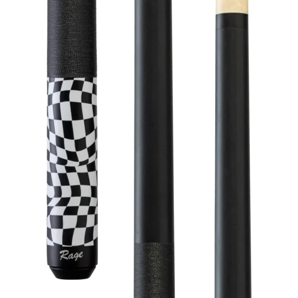 Rage Black Checker Flag Cue with Black Linen Wrap