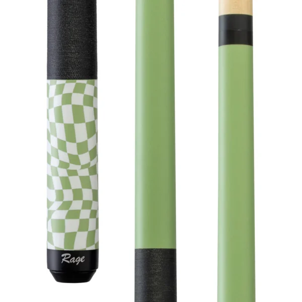 Rage Lime Green Checker Flag Cue with Black Linen Wrap