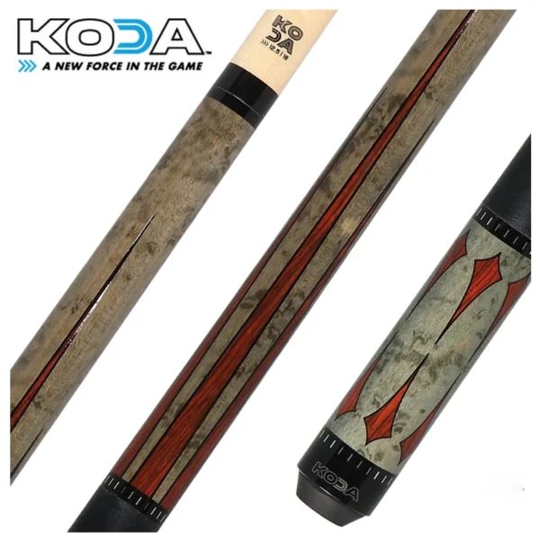 KODA Gray-Stained Maple with Cocobolo Points Graphic Pool Cue