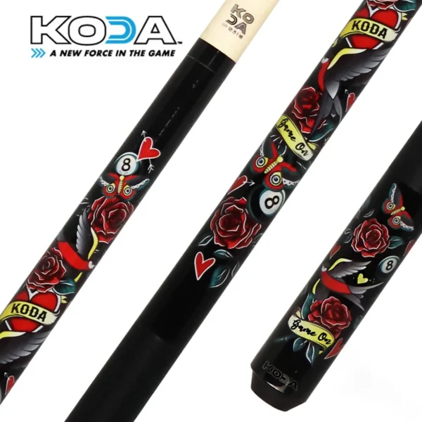 KODA Eightball and Hearts Graphic Pool Cue